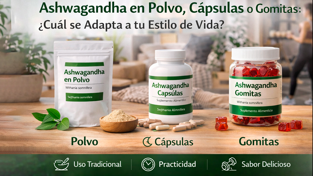 Ashwagandha en Polvo, Cápsulas o Gomitas